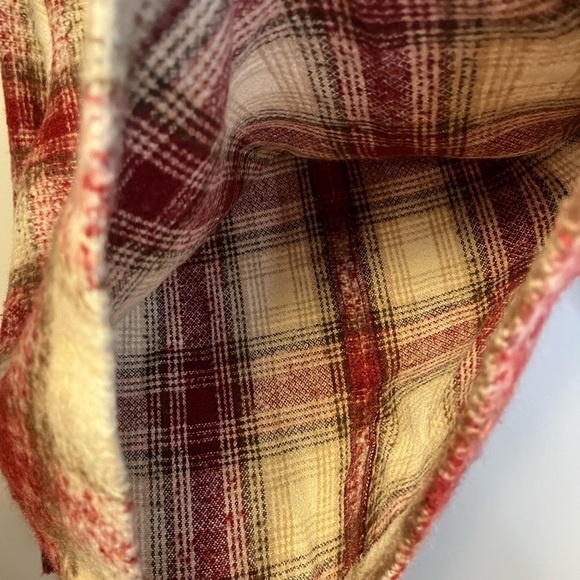 Just Female Plaid Wood Blouse Wool Blend Mock Neck - Picture 3 of 11